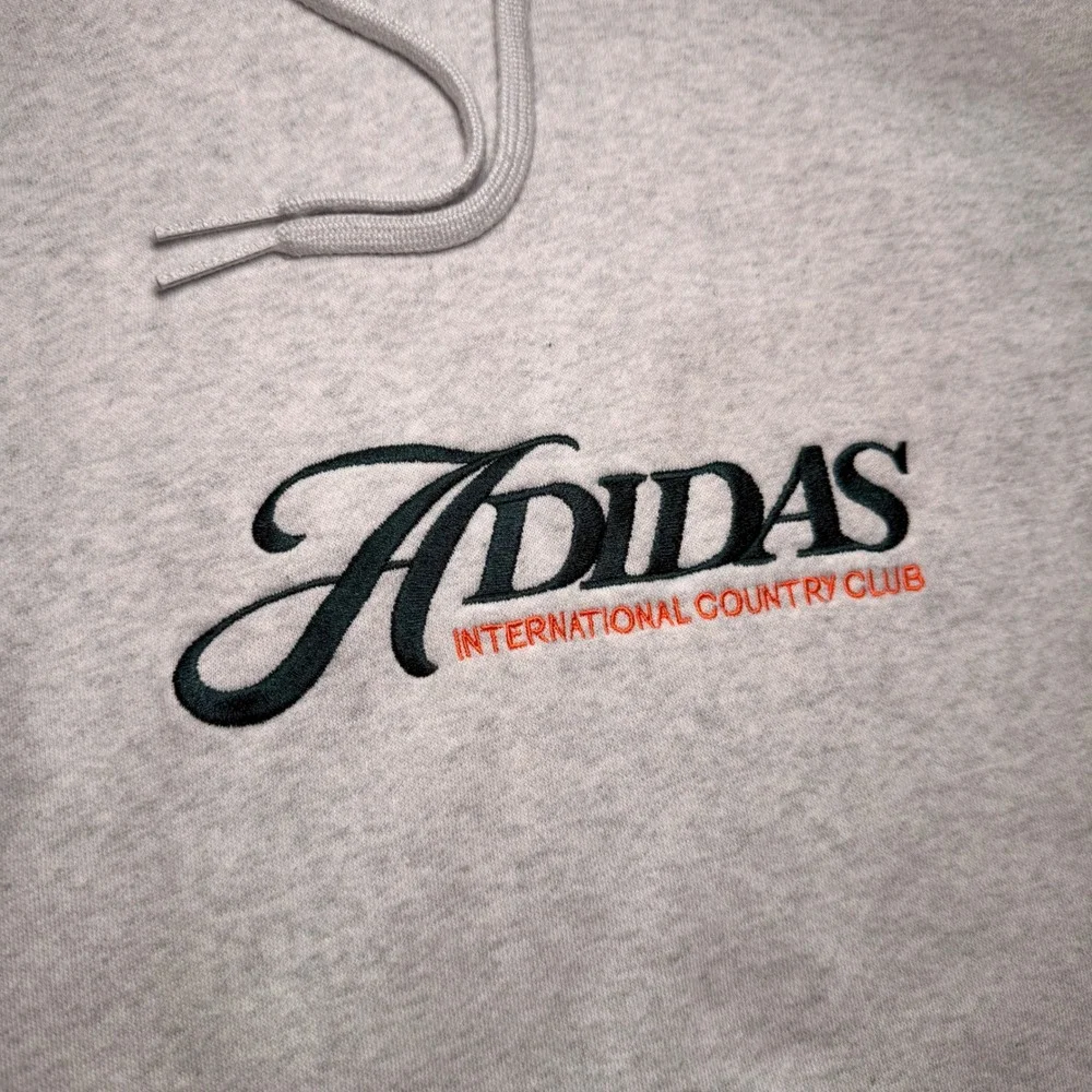 Adidas Country Club Hoodie Mens XL Gray Heather International Embroidered Fleece